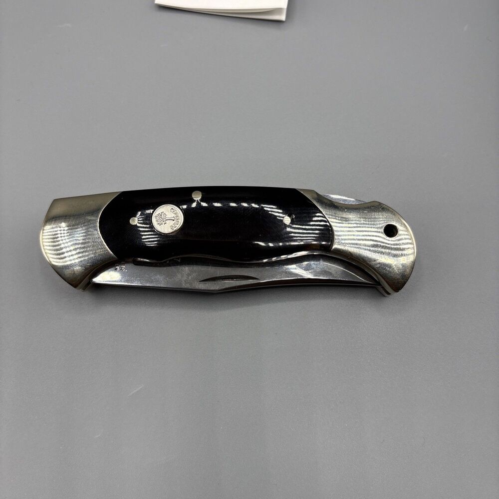 Vintage Böker Scout Lockback Knife Germany 440C Dark Water Buffalo Horn Handle